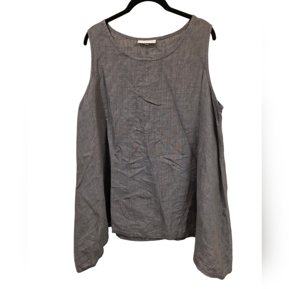 BRYN‎ WALKER Linen Tank Top Lagenlook Sleeveless Trapeze Scoop Neck - Size M